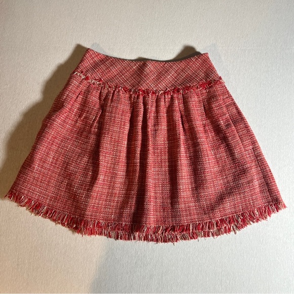 BCBG MaxAzria Cotton Wool Blend Tweed Mini Skirt in Candy Cane Red + Cream - Picture 2 of 12